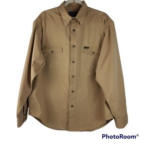 Vintage Polo Jeans Ralph Lauren Khaki Button Down Shirt Men's Large